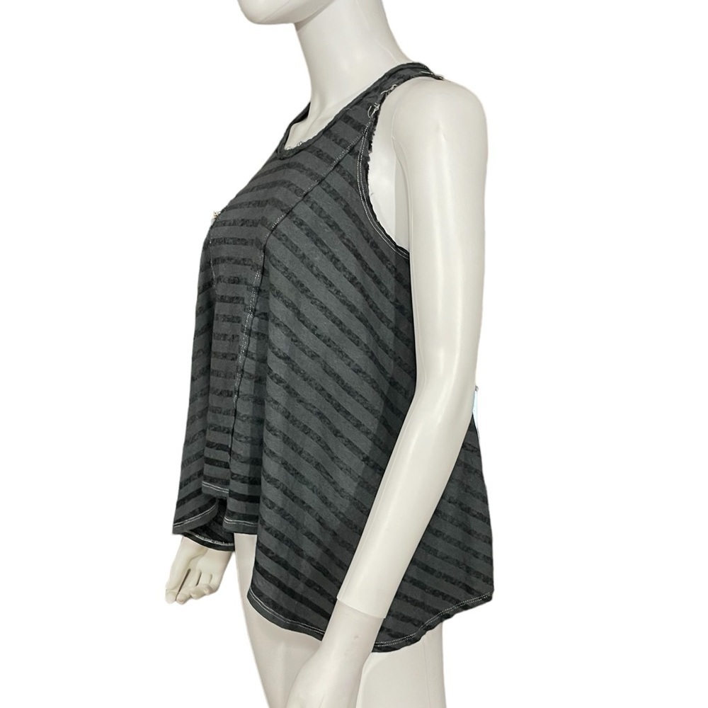 We The Free Blouse Black Green Stripe Tank Top - Picture 3 of 6